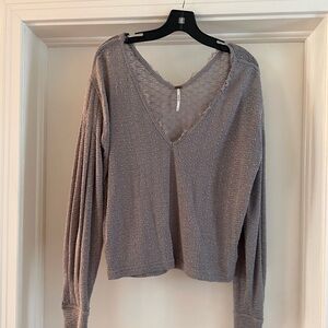 Free People Lightweight Sweater with Lace Trim